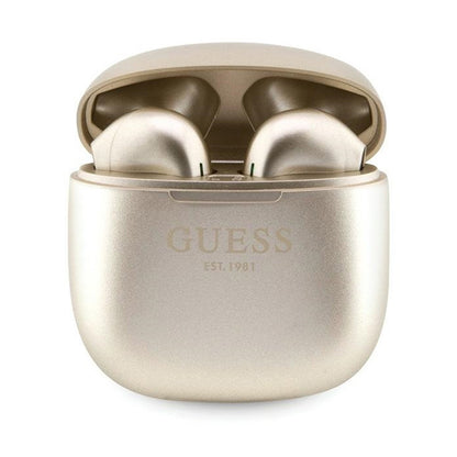 Guess True Wireless Script Logo BT5.3 - TWS ausinės + įkrovimo dėklas (auksinis)