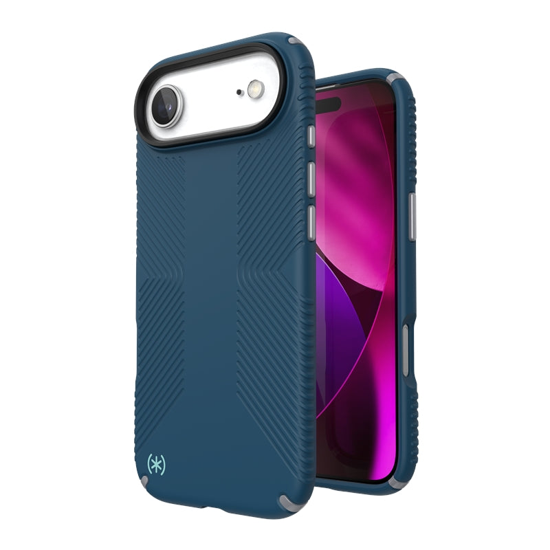 Speck Presidio2 Grip MagSafe – iPhone dėklas (Deep Sea / Silver Metallic / Spell Blue)
