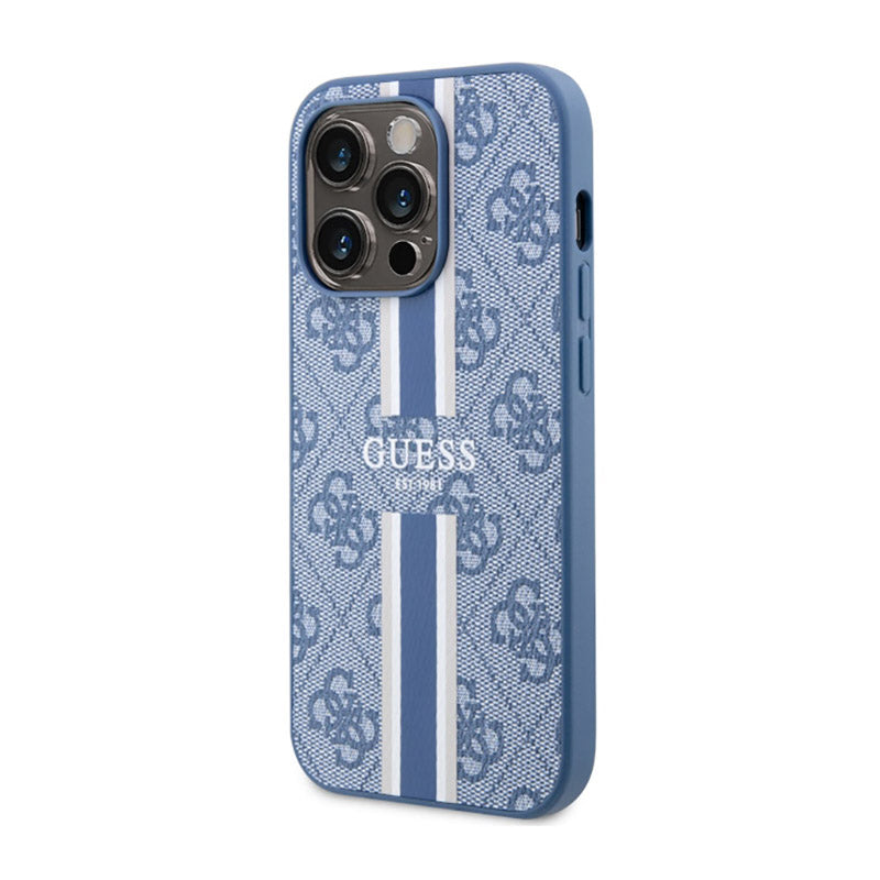 Guess 4G Printed Stripes MagSafe - Dėklas, skirtas iPhone 14 Pro (mėlynas)