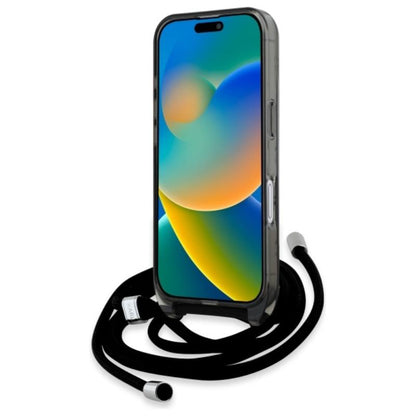 Karl Lagerfeld IML Crossbody Monogram Karl & Choupette Head MagSafe – dėklas, skirtas iPhone 16 (juodas)