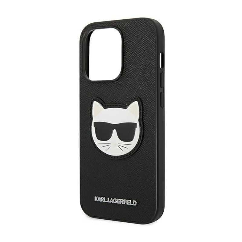 Karl Lagerfeld Saffiano Choupette Head Patch Case – dėklas iPhone 14 Pro Max (juodas)
