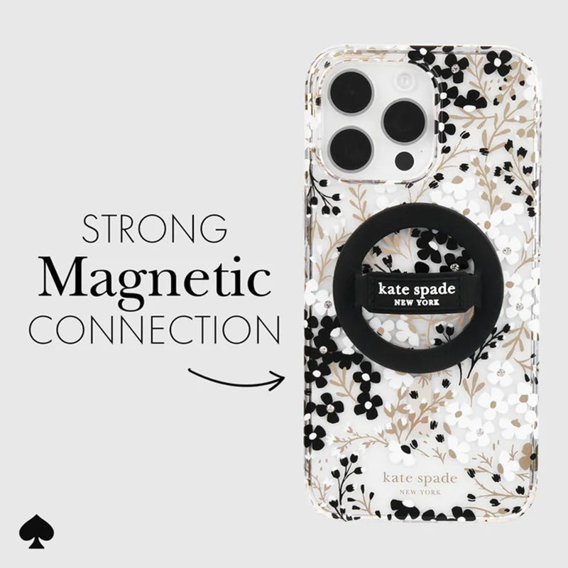 Kate Spade New York magnetinis laikiklis su kilpa - MagSafe pirštų laikiklis (juodas)