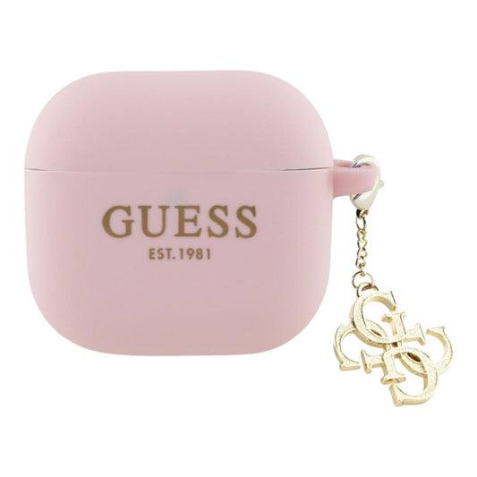 Guess Silicone 4G Charm – „AirPods 4“ dėklas (rožinis)