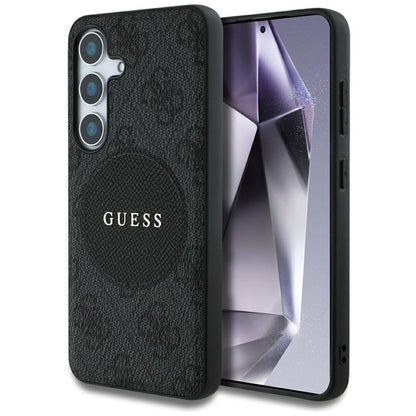Guess 4G Round Patch Classic Logo MagSafe – dėklas Samsung Galaxy S25+ (juodas)