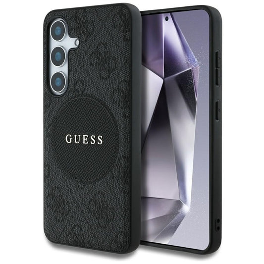 Guess 4G Round Patch Classic Logo MagSafe – dėklas Samsung Galaxy S25+ (juodas)