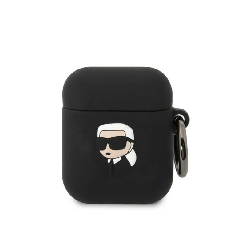 Karl Lagerfeld Silicone NFT Karl Head 3D – AirPods 1/2 kartų dėklas (juodas)