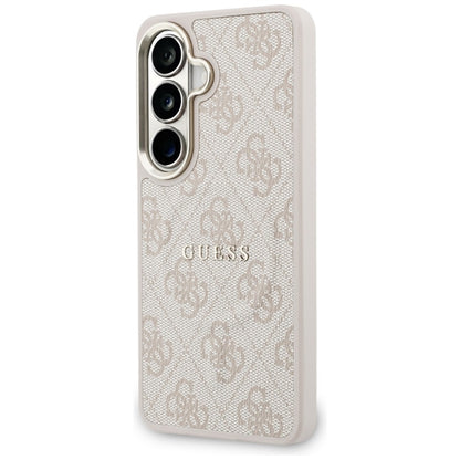 Guess 4G Reljefinis Žiedas MagSafe - Samsung Galaxy S26 dėklas (Rožinė)