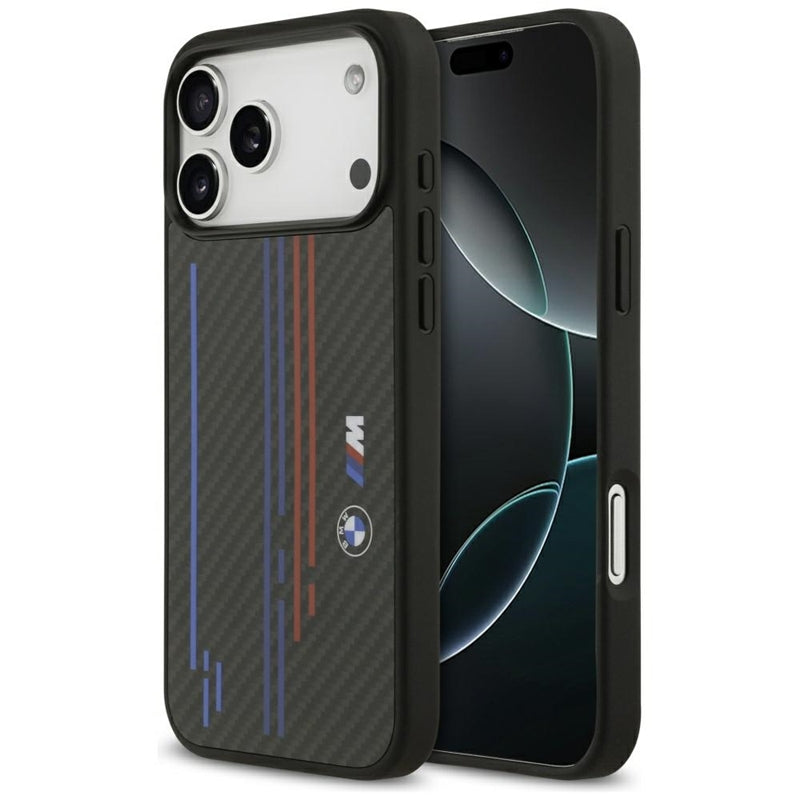 BMW M Kevlar linijos ir logotipas MagSafe - iPhone 17 Pro Max dėklas (Juodas)