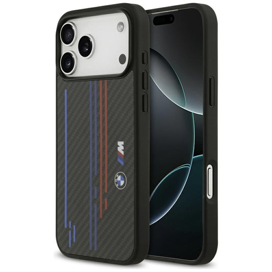 BMW M Kevlar linijos ir logotipas MagSafe - iPhone 17 Pro Max dėklas (Juodas)
