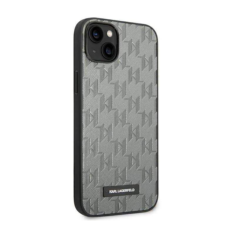 Karl Lagerfeld Saffiano Mono Metal Logo – dėklas, skirtas iPhone 14 Plus (pilkas)