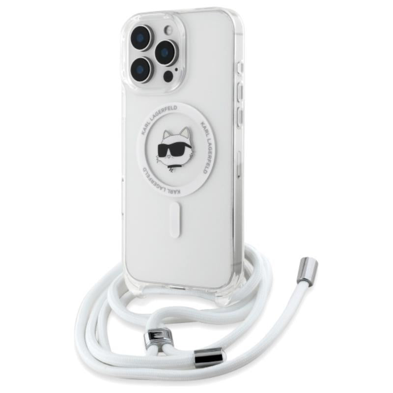 Karl Lagerfeld IML Choupette Head & Cord MagSafe – dėklas iPhone 16 Pro (skaidrus)