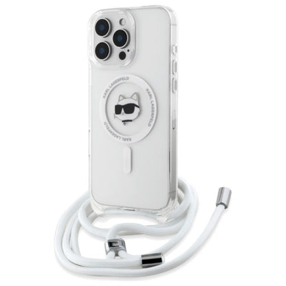 Karl Lagerfeld IML Choupette Head & Cord MagSafe – dėklas iPhone 16 Pro (skaidrus)