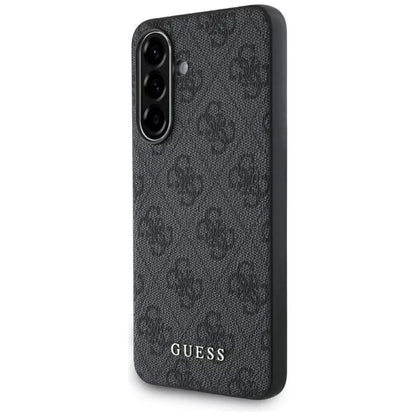 Guess 4G dėklas su metaliniu auksiniu logotipu, skirtas Samsung Galaxy A36 5G (juodas)