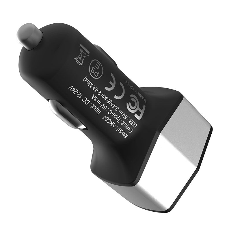 Nillkin Celerity automobilinis įkroviklis - 2x USB-A + 1x USB-C, 32W (Sidabrinė)