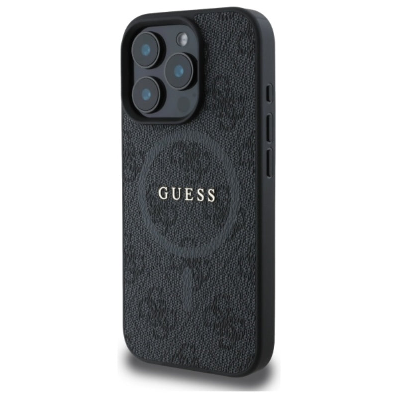 Guess 4G Ring Classic Logo MagSafe – dėklas, skirtas iPhone 16 Pro Max (juodas)