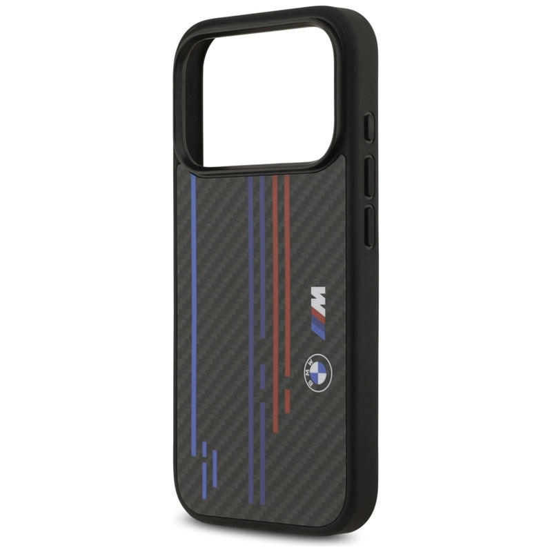 BMW M Kevlar linijos ir logotipas MagSafe - iPhone 17 Pro dėklas (juodas)