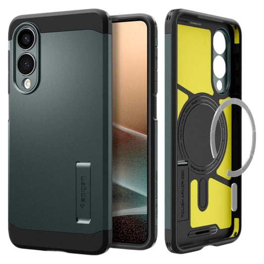 Spigen Tough Armor MagSafe – dėklas, skirtas Samsung Galaxy S25 Edge (Abyss Green)