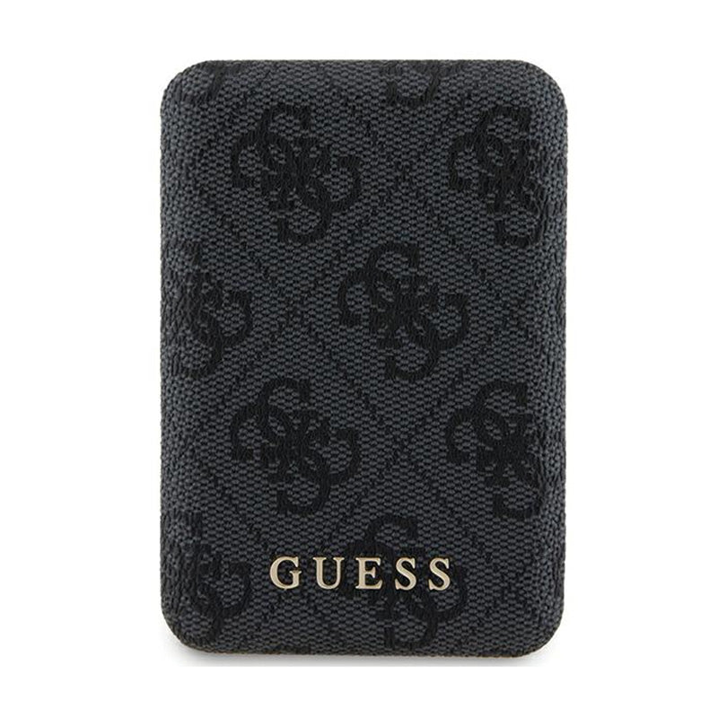 Guess 4G Leather Metal Logo MagSafe – indukcinis 5000 mAh 15W MagSafe galios bankas (juodas)