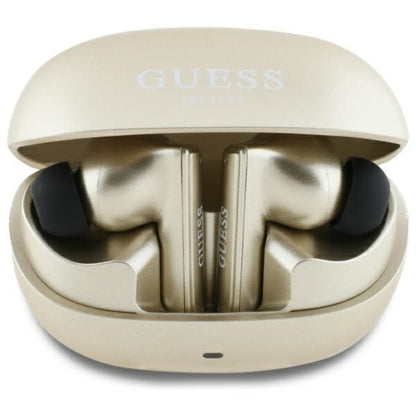Guess Capsule su atspausdintu logotipu - Bluetooth TWS ANC ir ENC belaidės ausinės ir įkrovimo dėklas (auksinis)