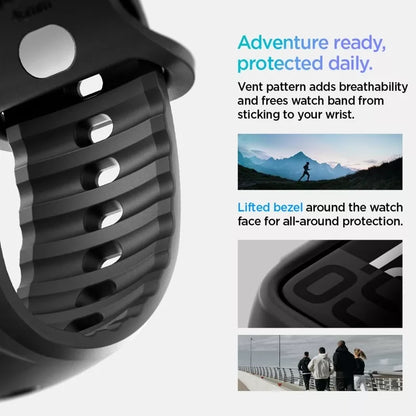 Spigen Liquid Air Pro – dirželis su dėklu, skirtu Apple Watch 10 46 mm (matinė juoda)