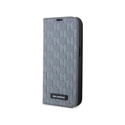 Karl Lagerfeld Booktype Saffiano Monogram - dėklas, skirtas iPhone 14 Pro (pilkas)