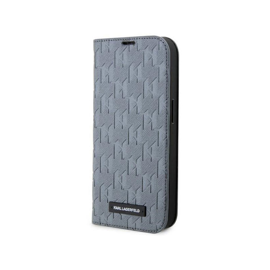 Karl Lagerfeld Booktype Saffiano Monogram - dėklas, skirtas iPhone 14 Pro (pilkas)