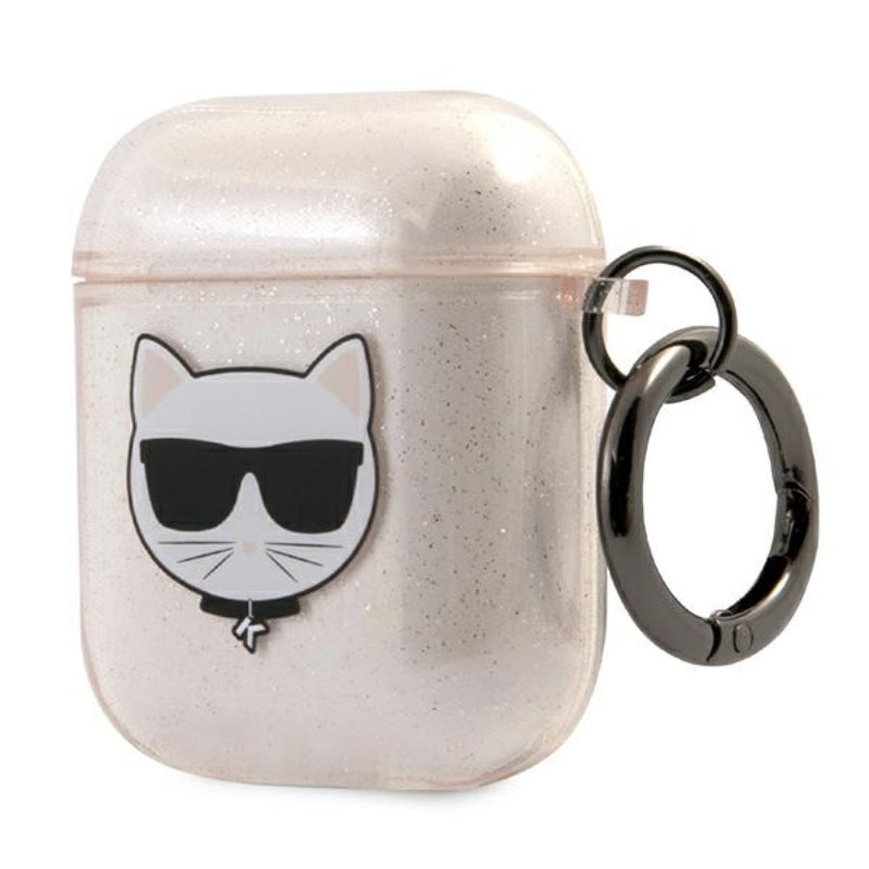 Karl Lagerfeld Choupette Head Glitter – dėklas, skirtas „Airpods“ (aukso spalvos)