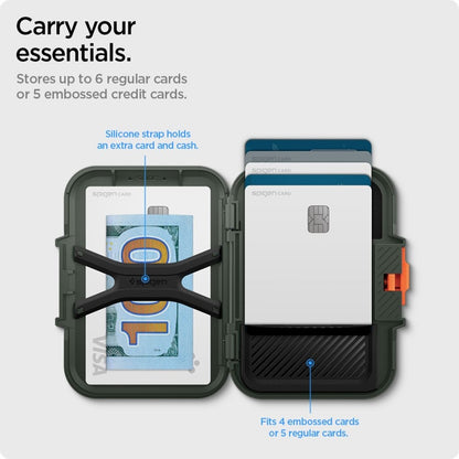 Spigen Lock Fit MagSafe – magnetinė piniginė (kariška žalia)