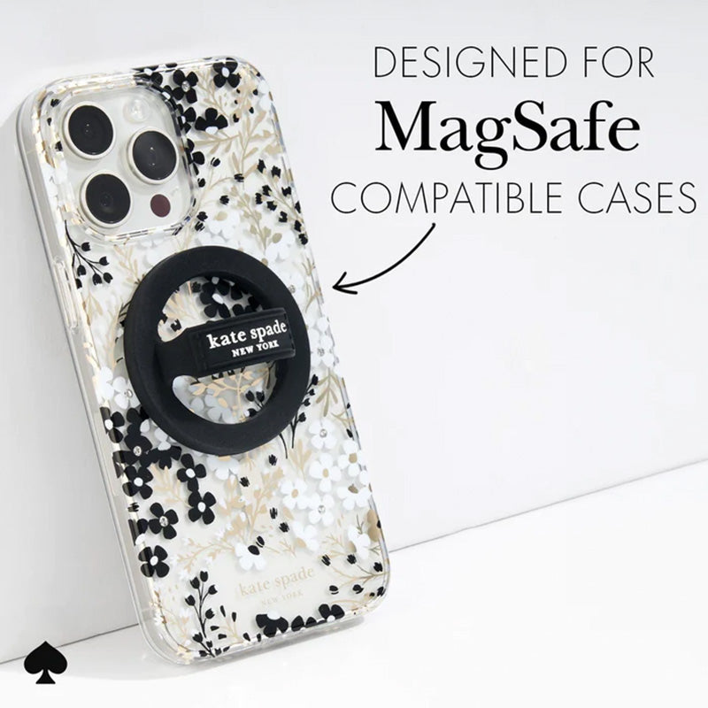Kate Spade New York magnetinis laikiklis su kilpa - MagSafe pirštų laikiklis (juodas)