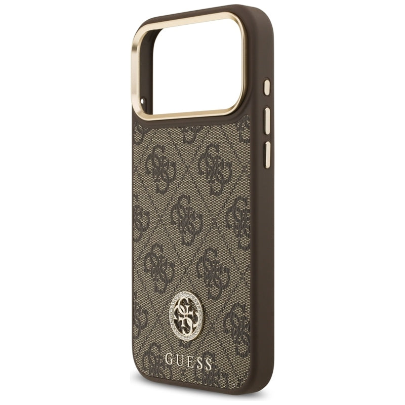 Guess 4G Strass Logo MagSafe - Dėklas iPhone 17 Pro Max (Ruda)