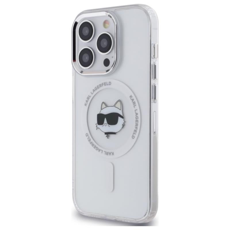 Karl Lagerfeld IML Metal Choupette Head MagSafe – Dėklas, skirtas iPhone 14 Pro (baltas)