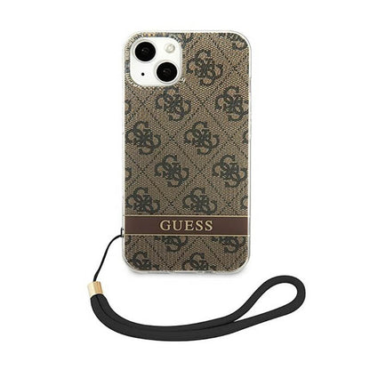 Guess 4G Print Cord – dėklas, skirtas „iPhone 14 Plus“ (rudos spalvos)