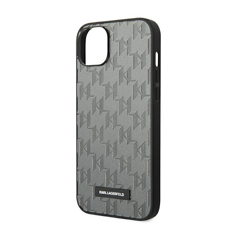 Karl Lagerfeld Saffiano Mono Metal Logo – dėklas, skirtas iPhone 14 Plus (pilkas)