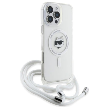 Karl Lagerfeld IML Choupette Head & Cord MagSafe – dėklas iPhone 16 Pro (skaidrus)