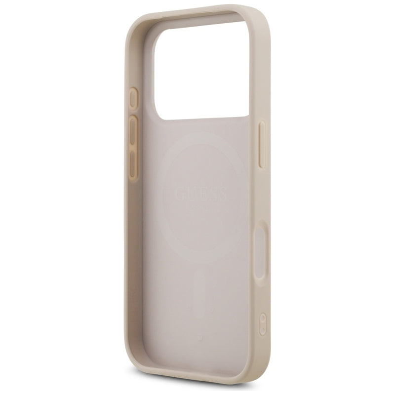 Guess Odos 4G Trikampis su kristalais MagSafe - Dėklas iPhone 17 Pro (rožinis)