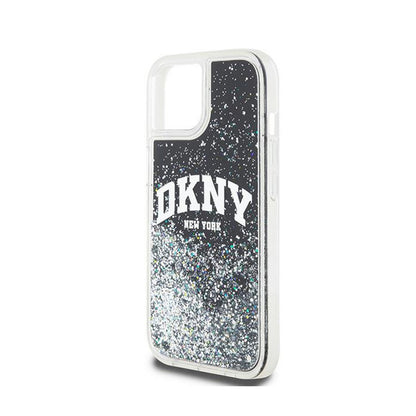 DKNY Liquid Glitter Big Logo – dėklas, skirtas iPhone 15 Plus / 14 Plus (juodas)