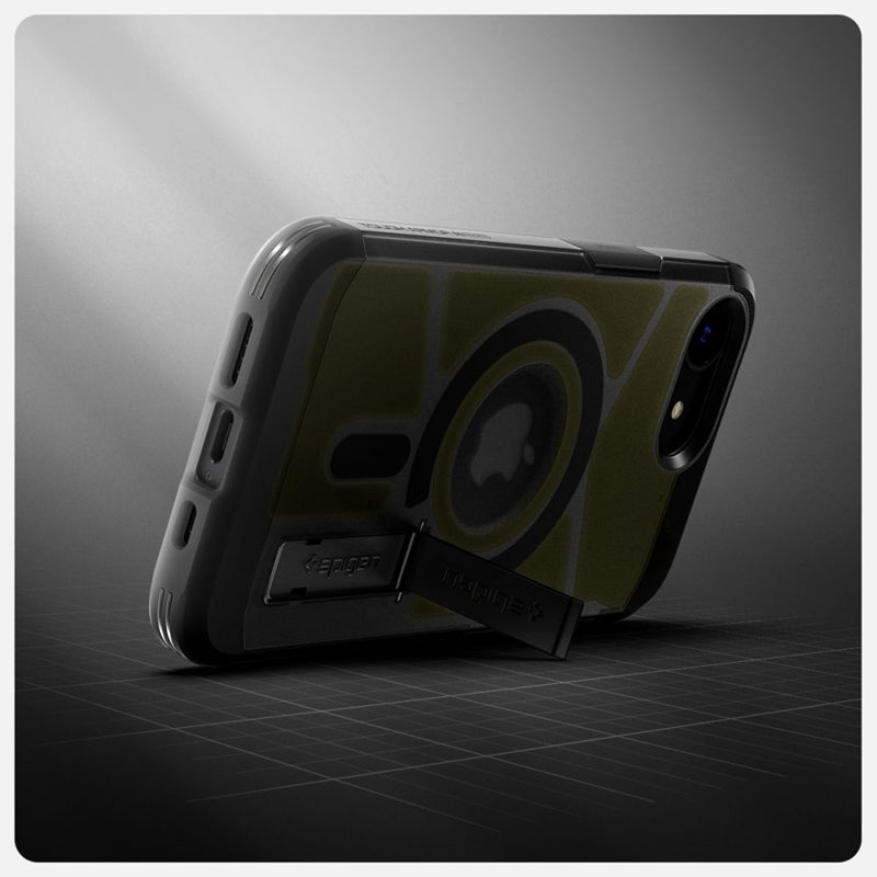 Spigen Tough Armor Mag MagSafe – Dėklas, skirtas iPhone 16e (šerkšno juoda)