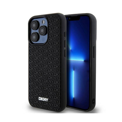 DKNY 3D guminis pasikartojantis raštas – dėklas skirtas iPhone 15 Pro (juodas)