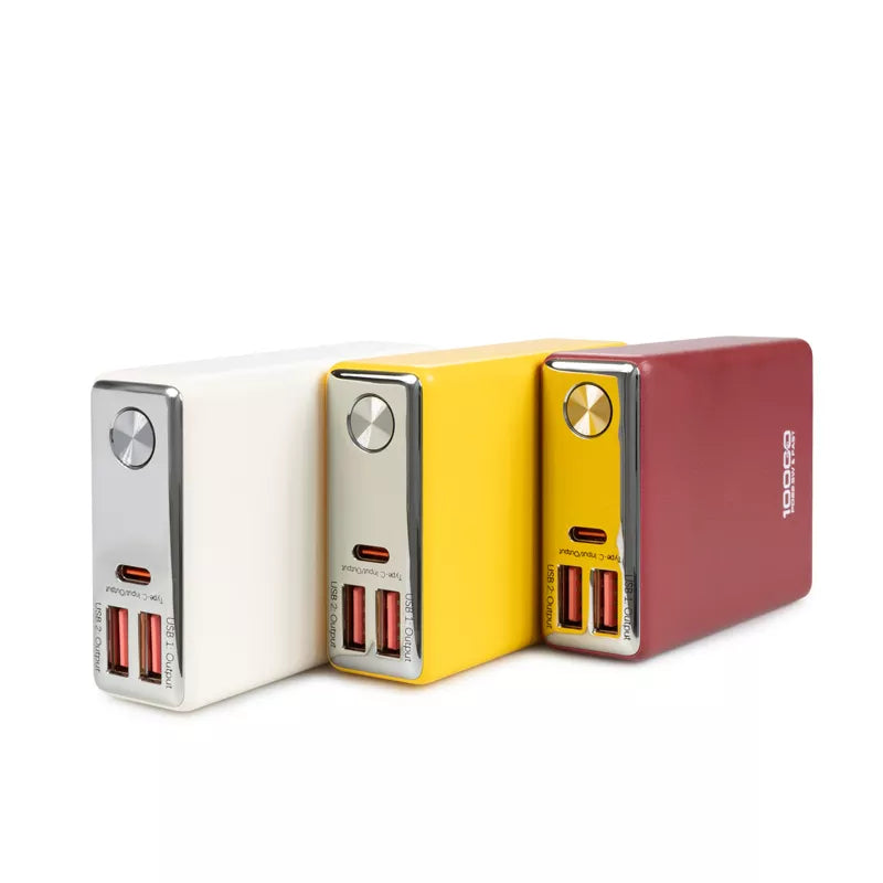 WEKOME WP-27 Tint serija – Nešiojama baterija 10000 mAh itin greitas įkrovimas USB-C PD 20W + 2x USB-A QC3.0 22.5W (geltona)