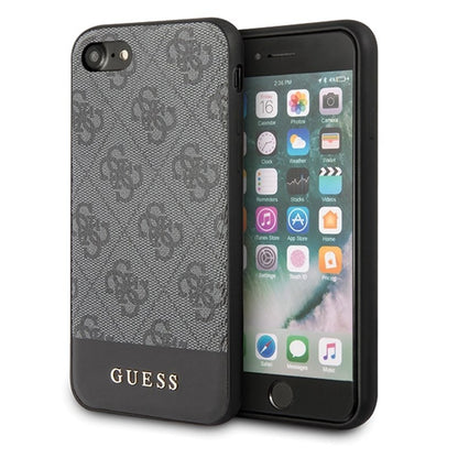 Guess 4G Bottom Stripe kolekcija – dėklas iPhone SE 2020 / 8 / 7 (pilkas)