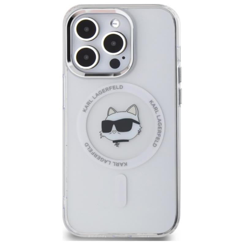 Karl Lagerfeld IML Metal Choupette Head MagSafe – Dėklas, skirtas iPhone 14 Pro (baltas)