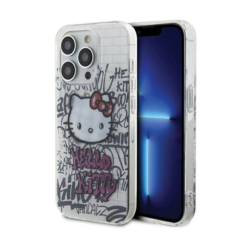 Hello Kitty IML Kitty ant plytų grafičiai – „iPhone 15 Pro Max“ dėklas (baltas)