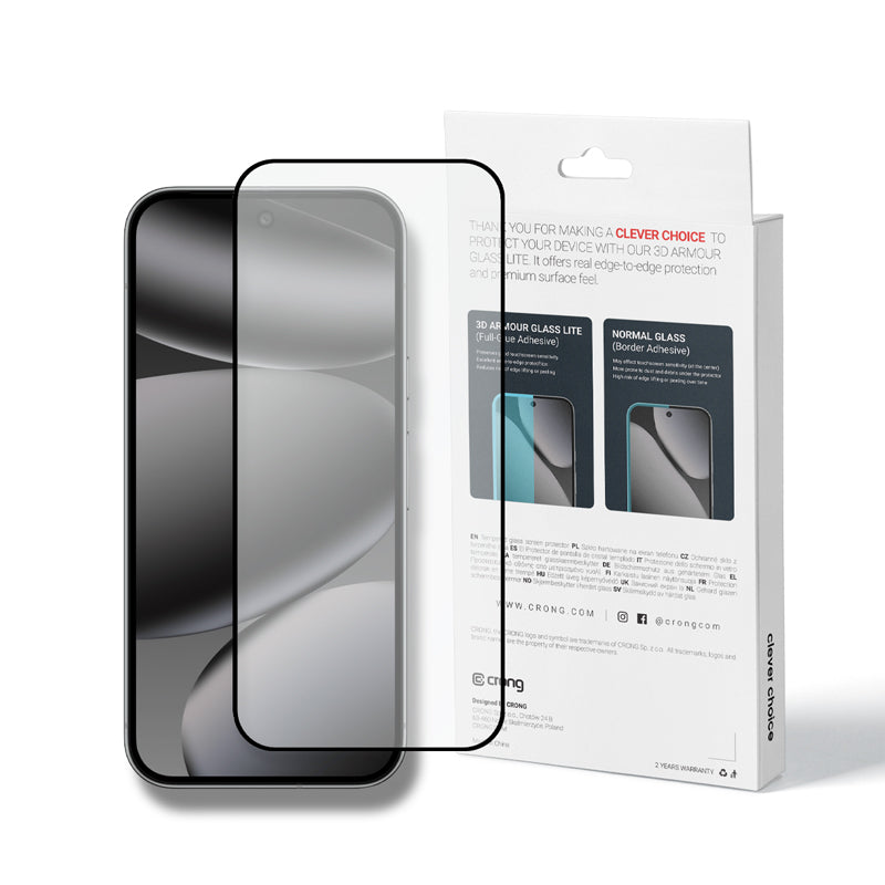 Crong 3D Armour Glass Lite – Grūdintas stiklas su viso paviršiaus klijais, skirtas Google Pixel 9 Pro / 10 Pro