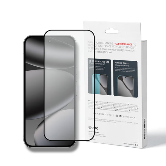 Crong 3D Armour Glass Lite – Grūdintas stiklas su viso paviršiaus klijais, skirtas Google Pixel 9 Pro / 10 Pro