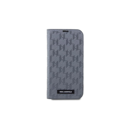 Karl Lagerfeld Booktype Saffiano Monogram - dėklas, skirtas iPhone 14 Pro (pilkas)