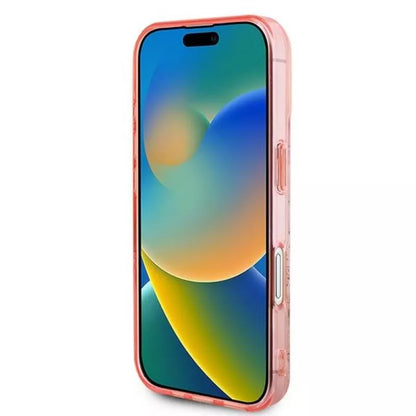 Guess IML gėlių ir toninio apskritimo MagSafe – dėklas, skirtas „iPhone 16“ (rožinis)