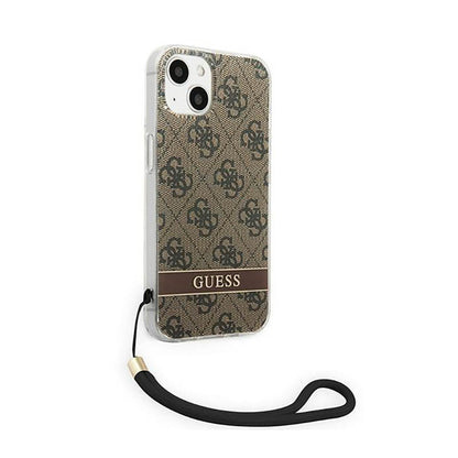 Guess 4G Print Cord – dėklas, skirtas „iPhone 14 Plus“ (rudos spalvos)