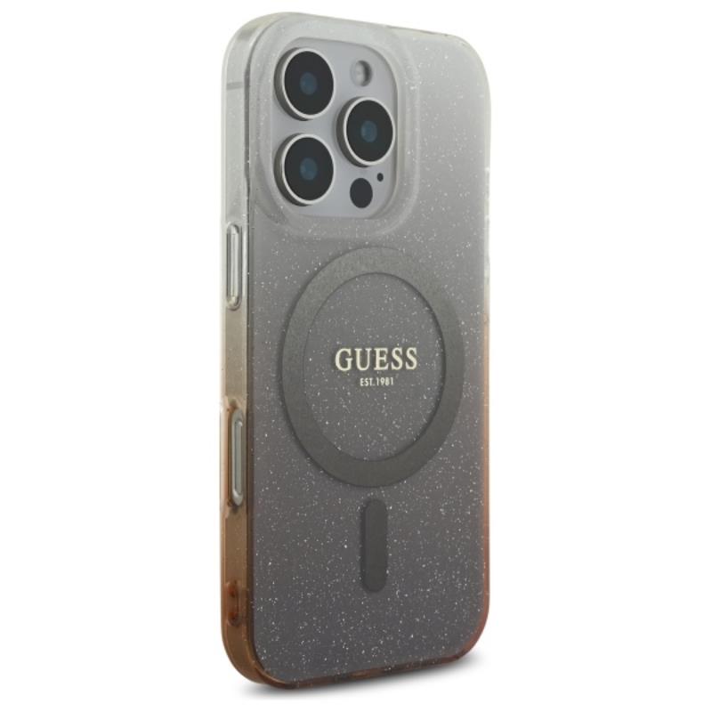 Guess IML Žėrintis Gradientinis MagSafe dėklas iPhone 16 Pro Max (Ruda)