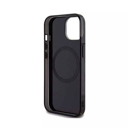 Mercedes Double Layer Crossed Lines MagSafe - iPhone 15 dėklas (juodas)