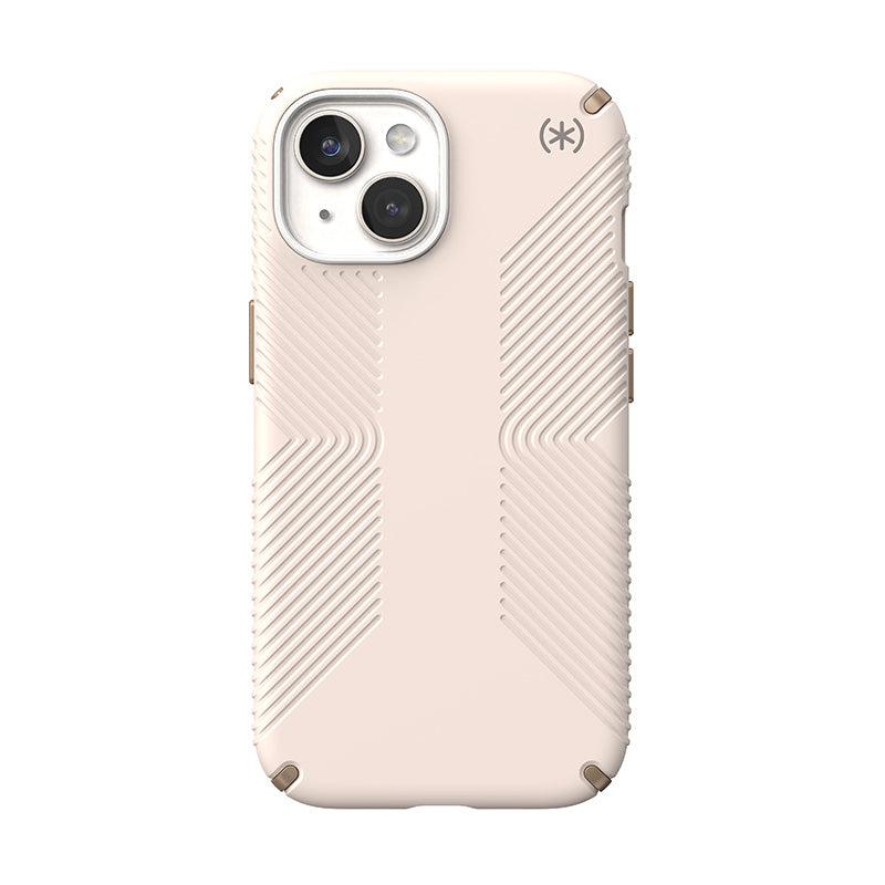 Speck Presidio2 Grip – dėklas iPhone 16e / iPhone 15 / iPhone 14 / iPhone 13 (Bleached Bone / Heirloom Gold / Hazel Brown)